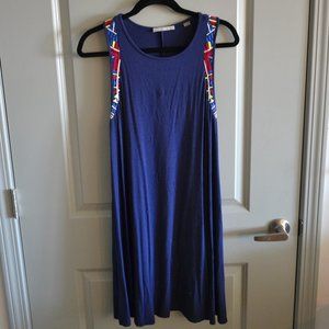 Tart Navy Blue Embroidered Sleeveless Dress